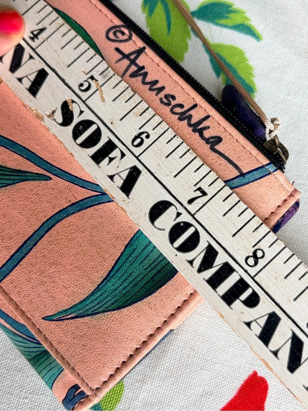 Vintage Toucan Floral Zip Wallet - Peach, Teal, Red, Yellow